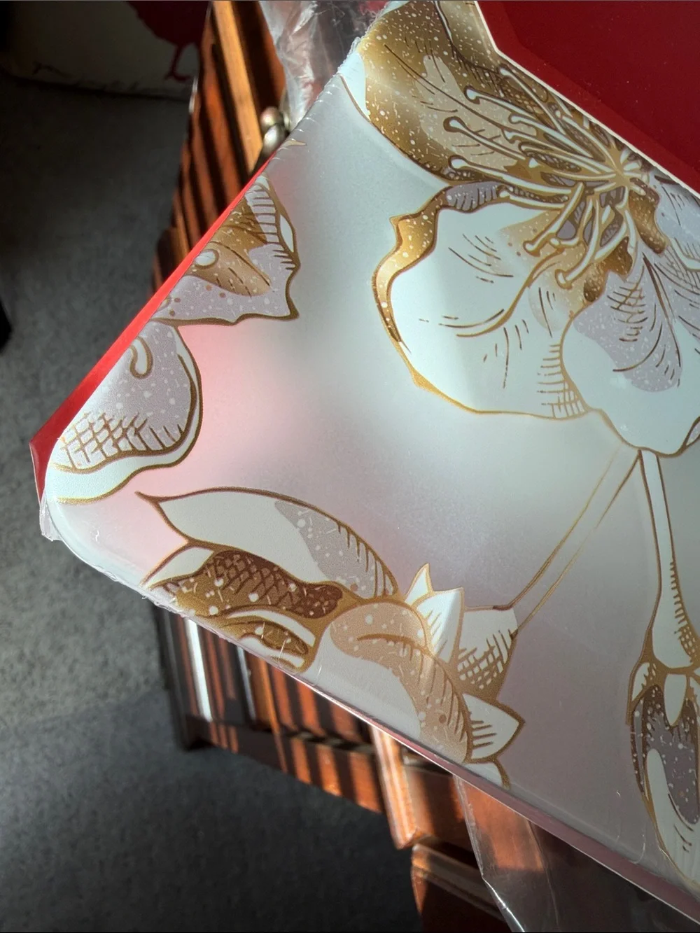 Clear Floral Laptop Case Cover Shell for 13” 13.6” inch MacBook Air Gold Floral